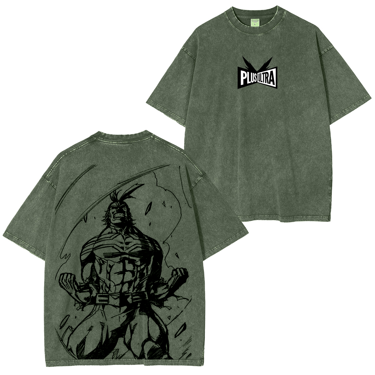 My Hero Academia Doppeldruck Oversize Anime Manga Acid Washed Baumwoll-T-Shirt