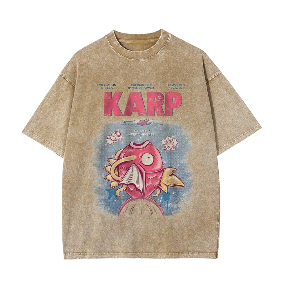Jaws x Magikarp Shirt, Pokemon Shirt, PKM Shirt, Anime Motiv Shirt, Vintage T-Shirt Herren | Pokemon
