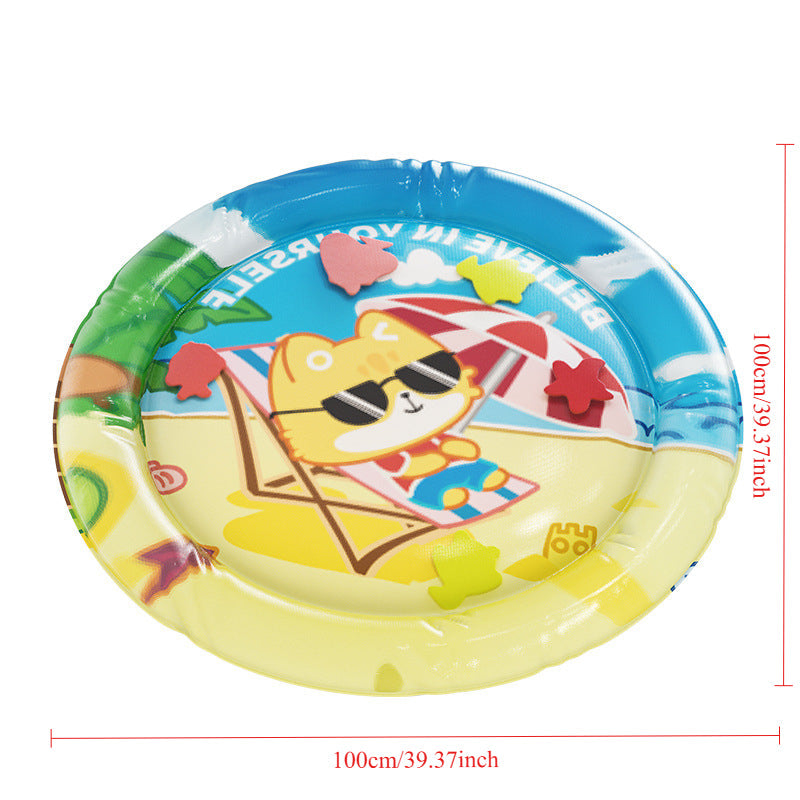 Pet Cooling Splash Pad with Inflatable Rim & Built-In Floating Toys