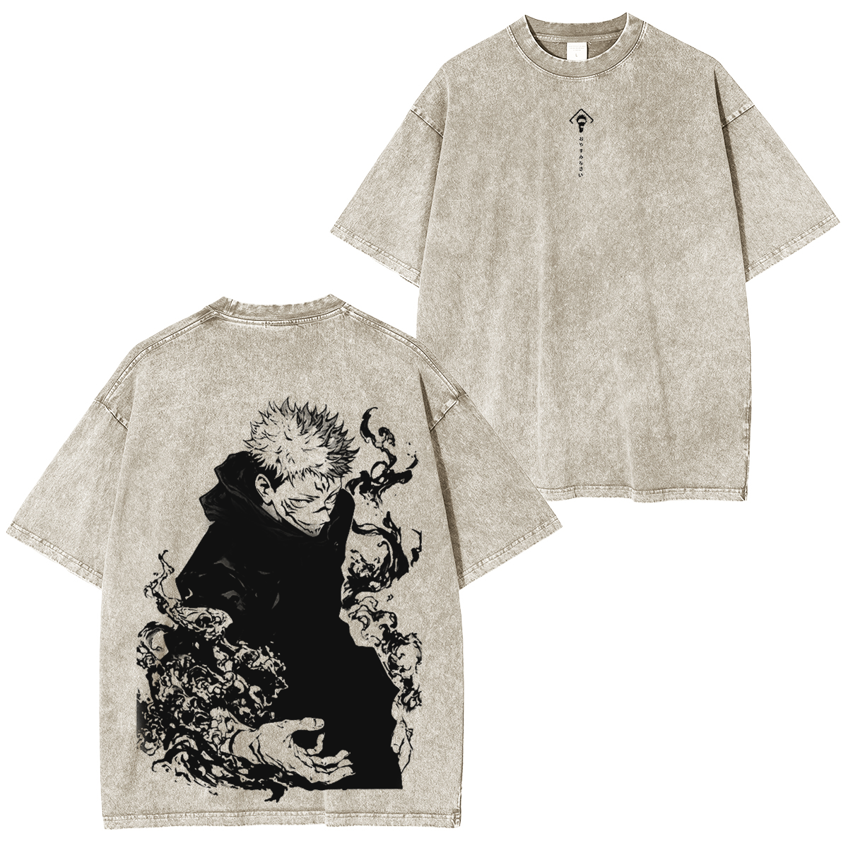 Jujutsu Kaisen Anime Acid Washed Oversize T-Shirt Yuji Itadori Anime T-Shirt Geschenk für ihn