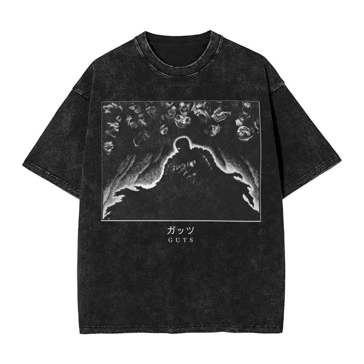 Anime Motiv Berserk Guts Washed Vintage T-Shirt Herren - Fight Mode