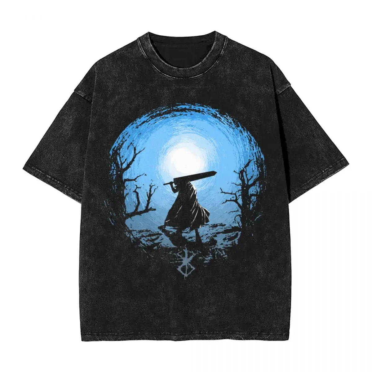Anime Motiv Berserk Guts Washed Vintage T-Shirt Herren - Ver. Blue Sky