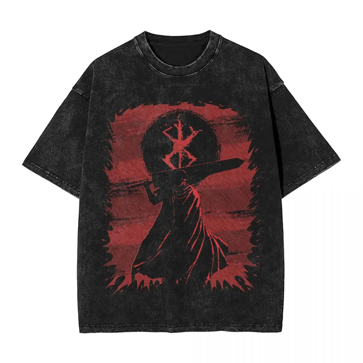 Anime Motiv Berserk Guts Washed Vintage T-Shirt Herren - War Ride