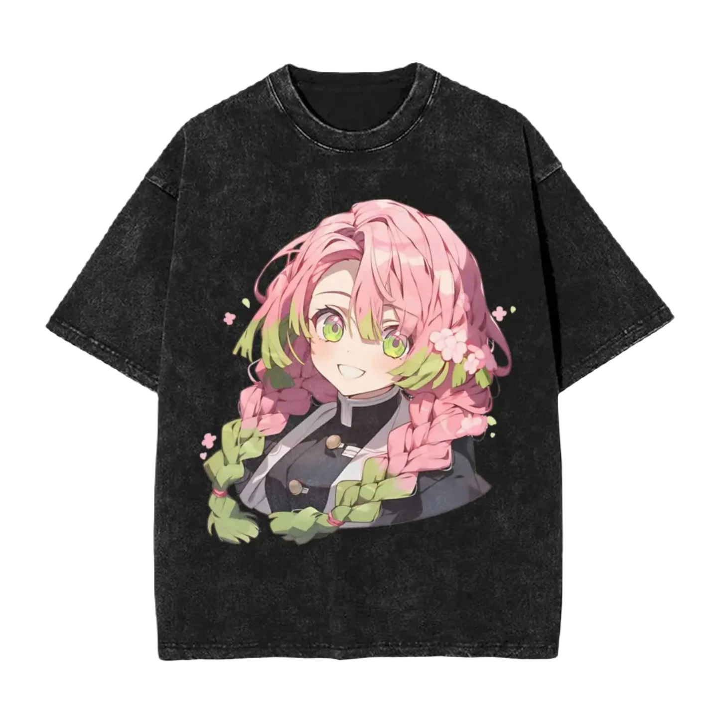 Anime Motiv Washed T-Shirt Herren - Love Demon Slayer