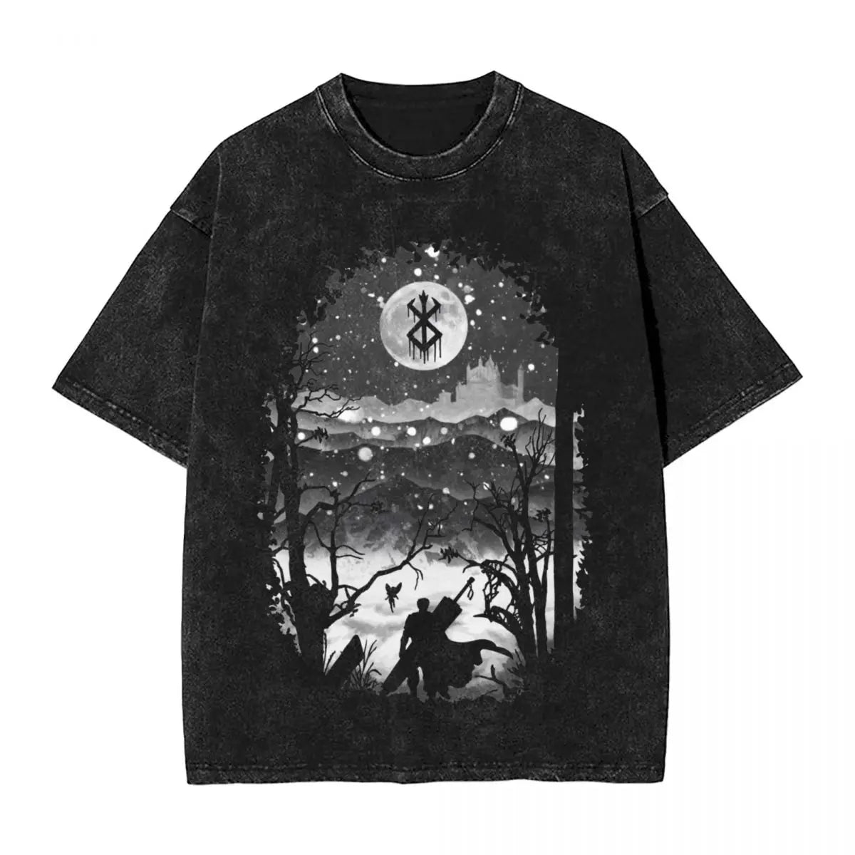 Berserk Guts Anime Motiv Washed Vintage T-Shirt Herren - Ver. Night