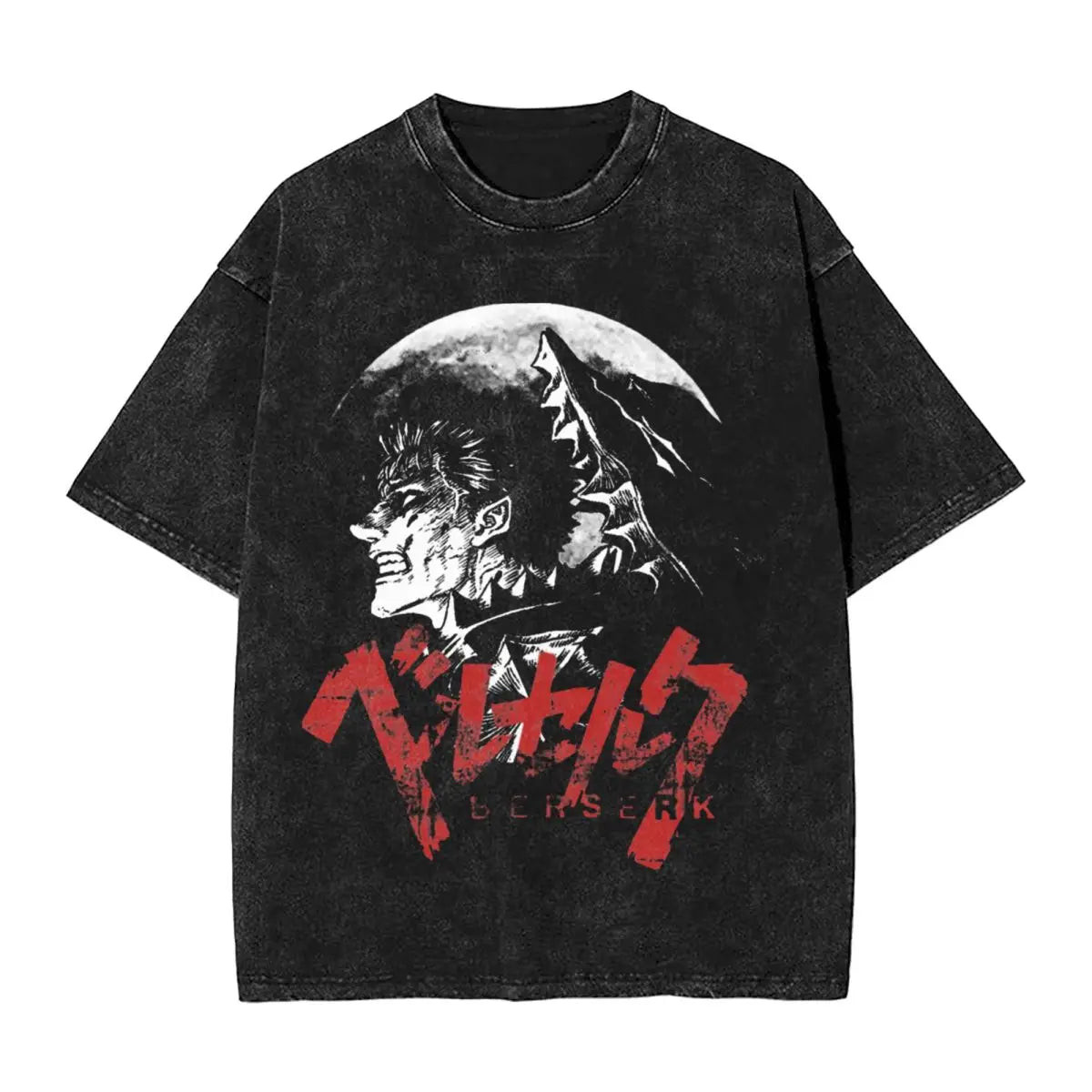 Berserk Guts Washed Anime Motiv Vintage T-Shirt Herren - Ver. Mad Moon