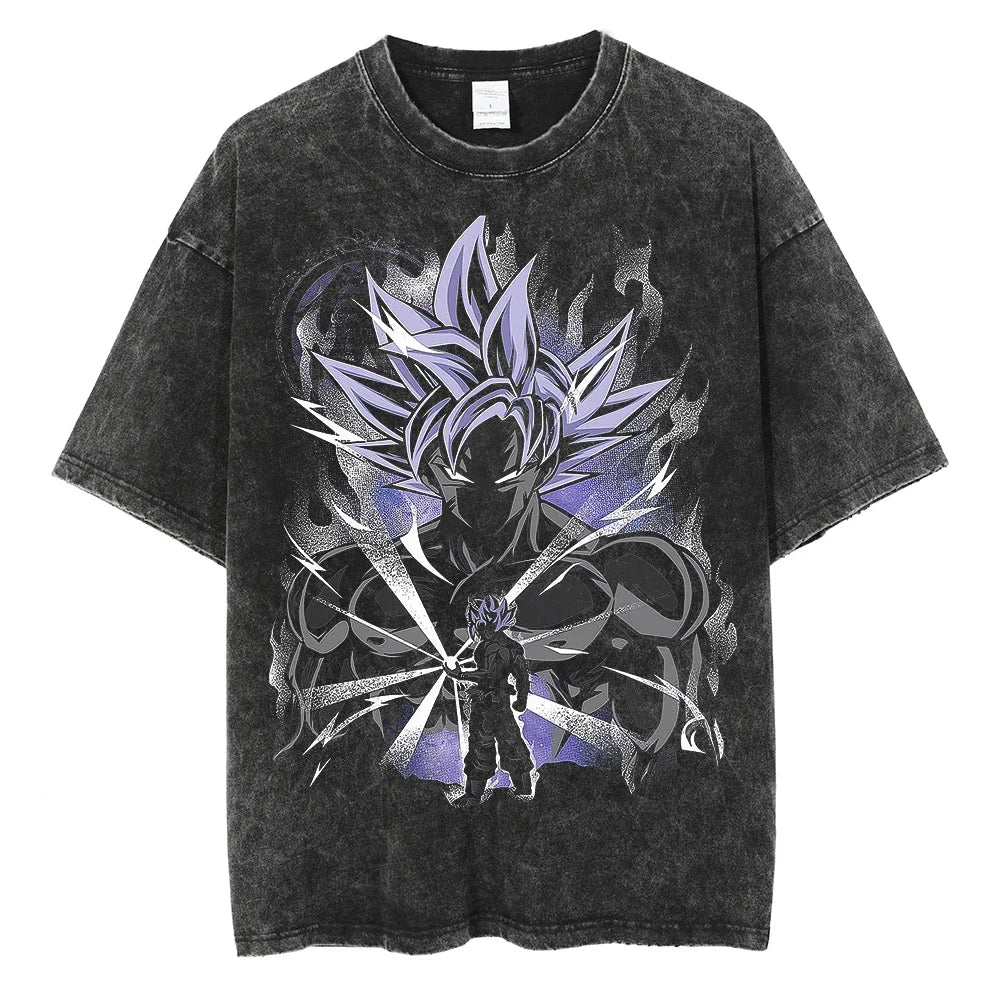 Dragon Ball T-Shirt Herren - Black Goku Anime Motiv Streetwear - Oversized Washed Vintage - Limited Ver. 3