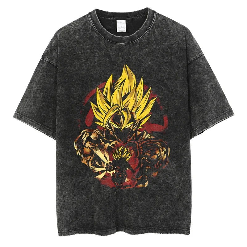 Dragon Ball T-Shirt Herren - Goku Anime Motiv Streetwear - Oversized Washed Vintage Anime Motiv Limited Version