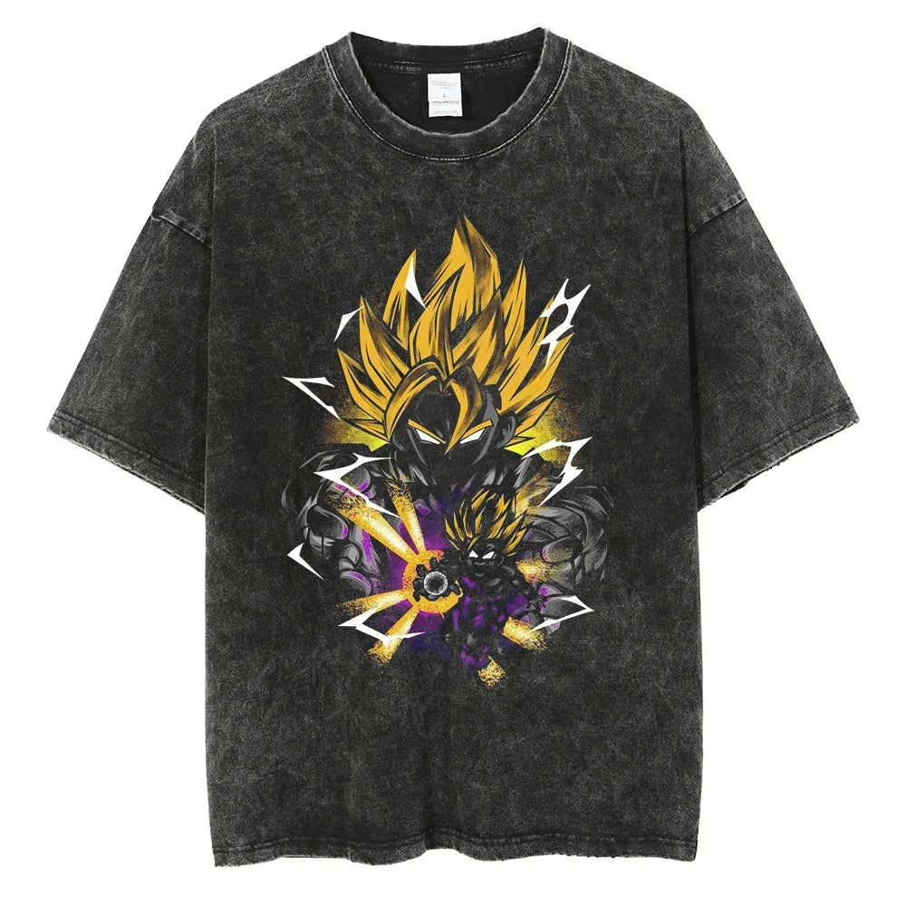 Dragon Ball T-Shirt Herren - Goku Demon Anime Motiv Streetwear - Oversized Washed Vintage - Limited Version