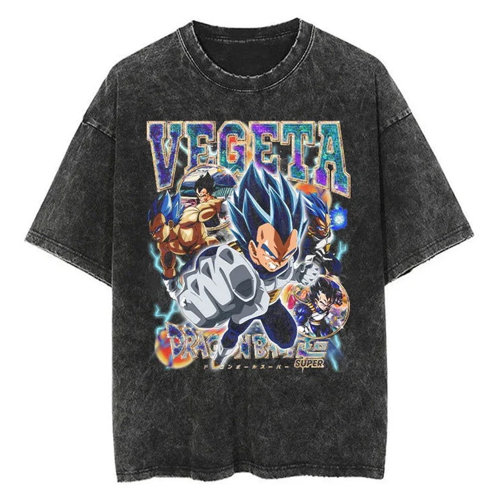 Dragon Ball Vegeta Washed Vintage Oversize T-Shirt Herren - Anime Motiv Streetwear