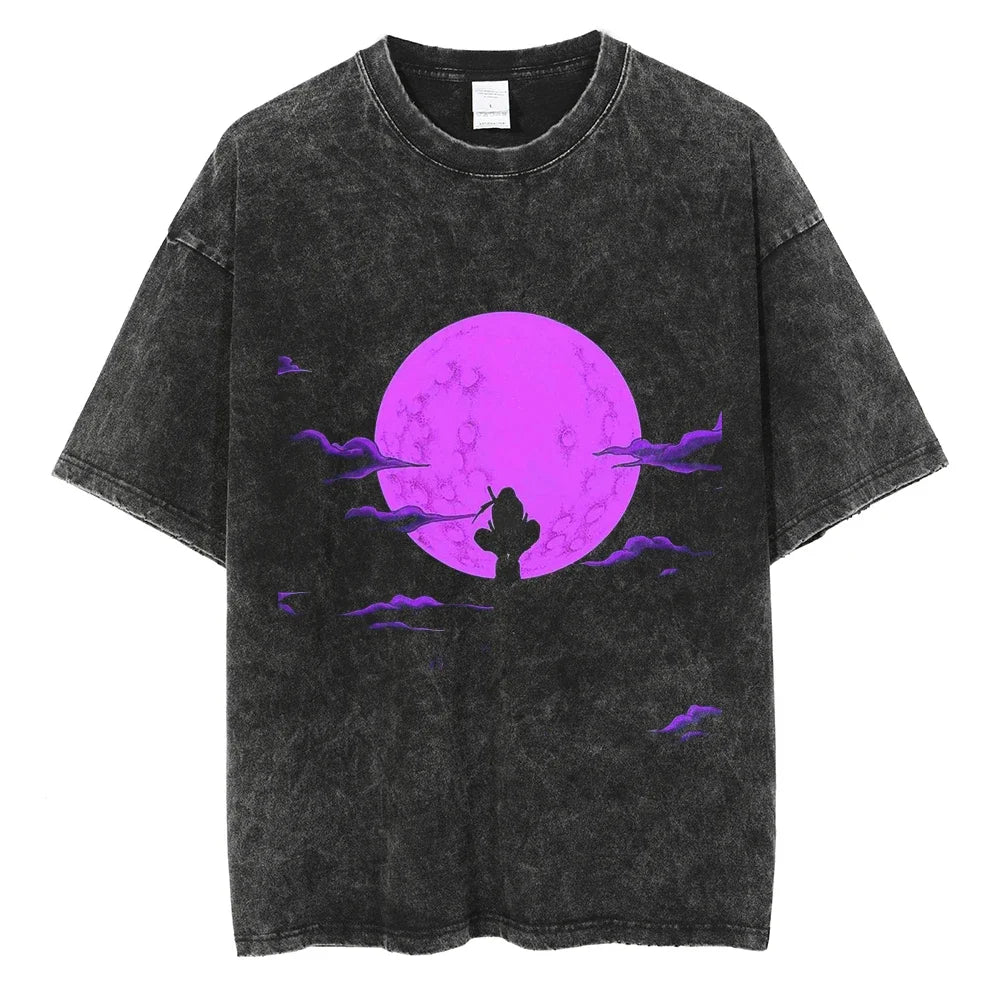 Itachi Naruto T-shirt - Anime Motiv Streetwear Harajuku - Washed Vintage