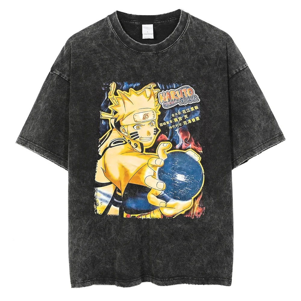 Minato Naruto T-shirt - Anime Motiv Streetwear Harajuku - Washed Vintage Ver. 2