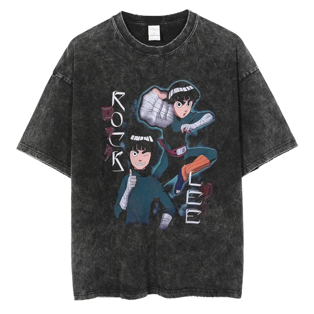 Naruto T-shirt - Jiraiyat Anime Motiv Streetwear Harajuku - Washed Vintage