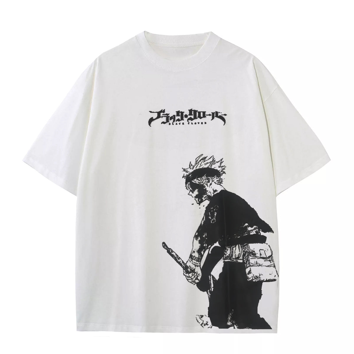 Asta x Black Bulls Black Clover Anime Doppeldruck Vintage Washed T-Shirt Unisex