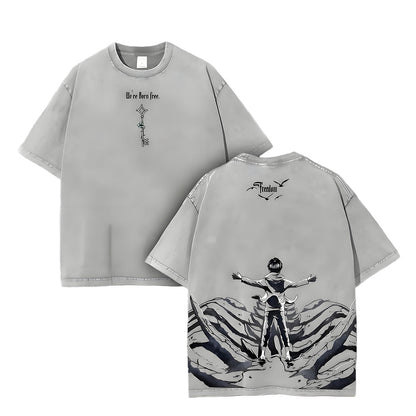 The Key to Freedom – Attack on Titan Vintage, gewaschenes Oversize-Anime-T-Shirt