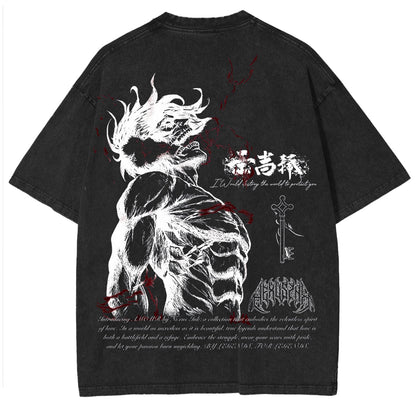 Attack on Titan, Eren Yeager, Vintage, gewaschenes Oversize-T-Shirt