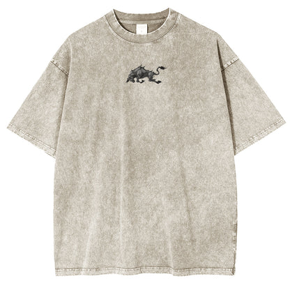 Asta x Black Bulls Black Clover Anime Doppeldruck Vintage Washed T-Shirt Unisex