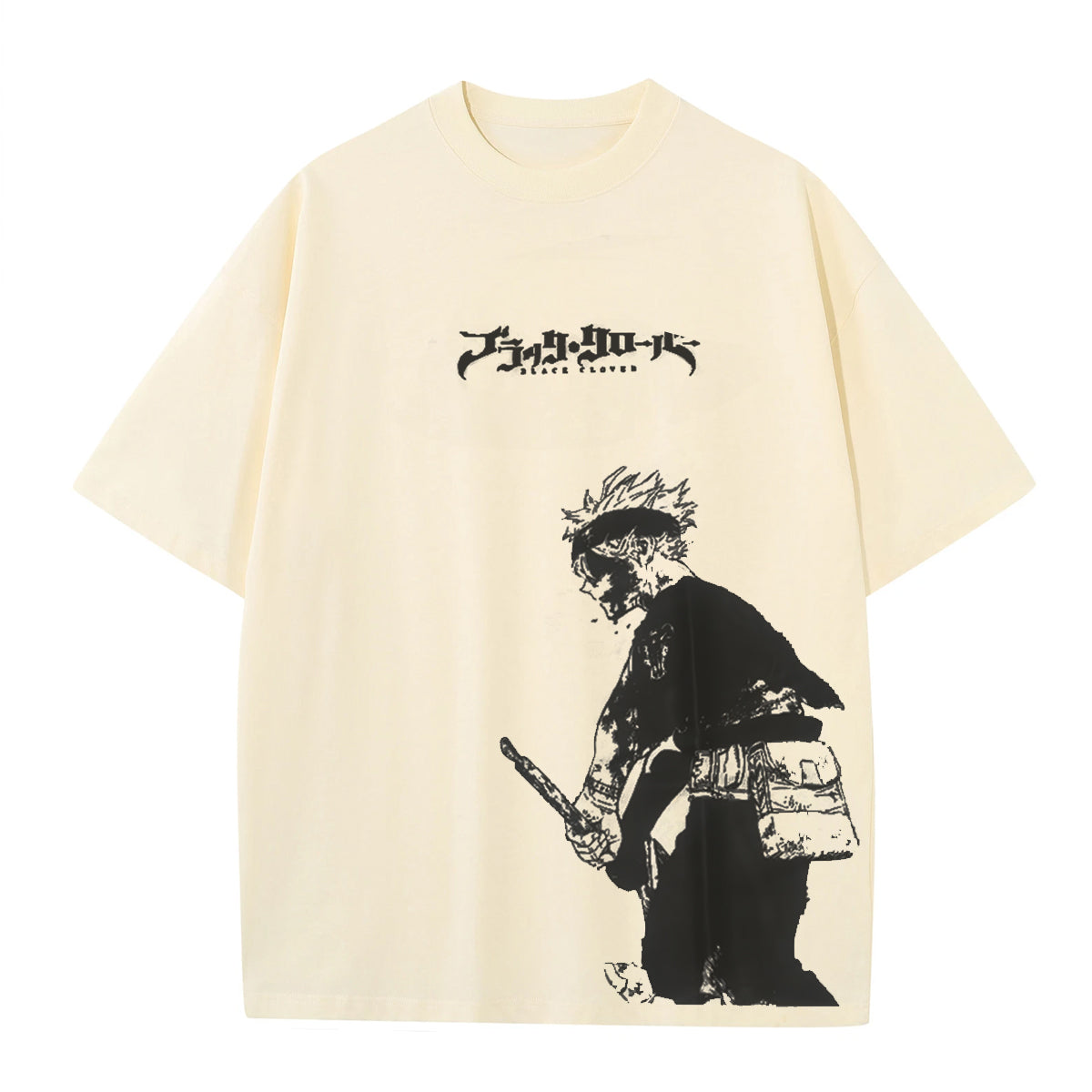 Asta x Black Bulls Black Clover Anime Doppeldruck Vintage Washed T-Shirt Unisex
