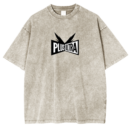 My Hero Academia Doppeldruck Oversize Anime Manga Acid Washed Baumwoll-T-Shirt
