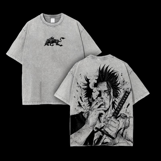 Yami Sukehiro x Black Bulls, Black Clover, Anime, doppelt bedruckt, Vintage, gewaschenes Unisex-T-Shirt