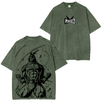 My Hero Academia Doppeldruck Oversize Anime Manga Acid Washed Baumwoll-T-Shirt