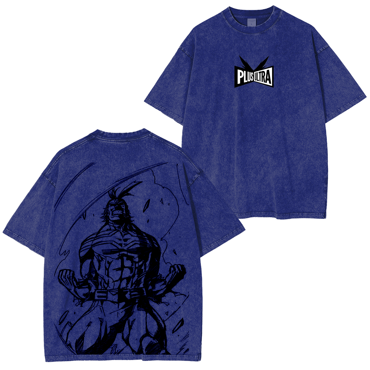 My Hero Academia Doppeldruck Oversize Anime Manga Acid Washed Baumwoll-T-Shirt