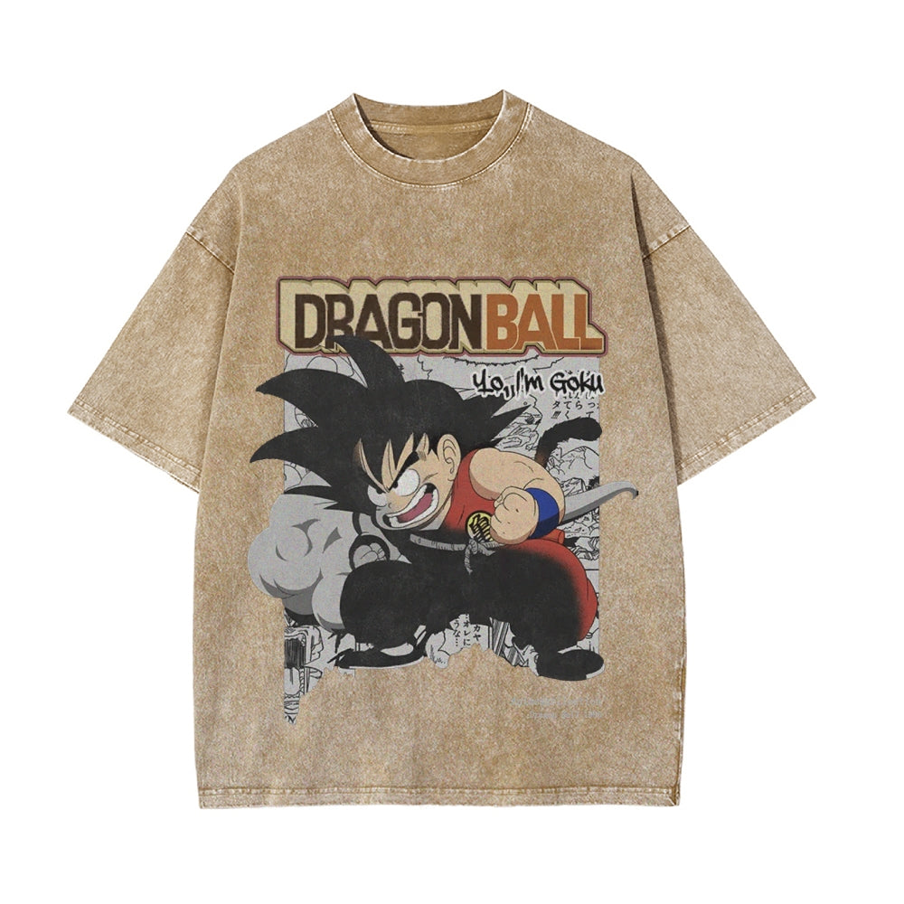 Kid Goku Vintage Oversized T-Shirt Herren | Dragon Ball Super