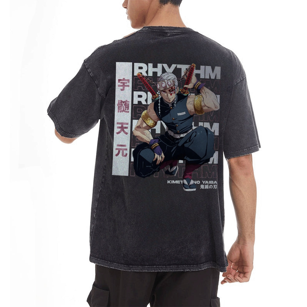 OG Tengen Uzui Vintage Oversized T-Shirt Herren | Demon Slayer