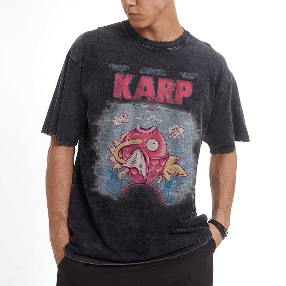 Jaws x Magikarp Shirt, Pokemon Shirt, PKM Shirt, Anime Motiv Shirt, Vintage T-Shirt Herren | Pokemon