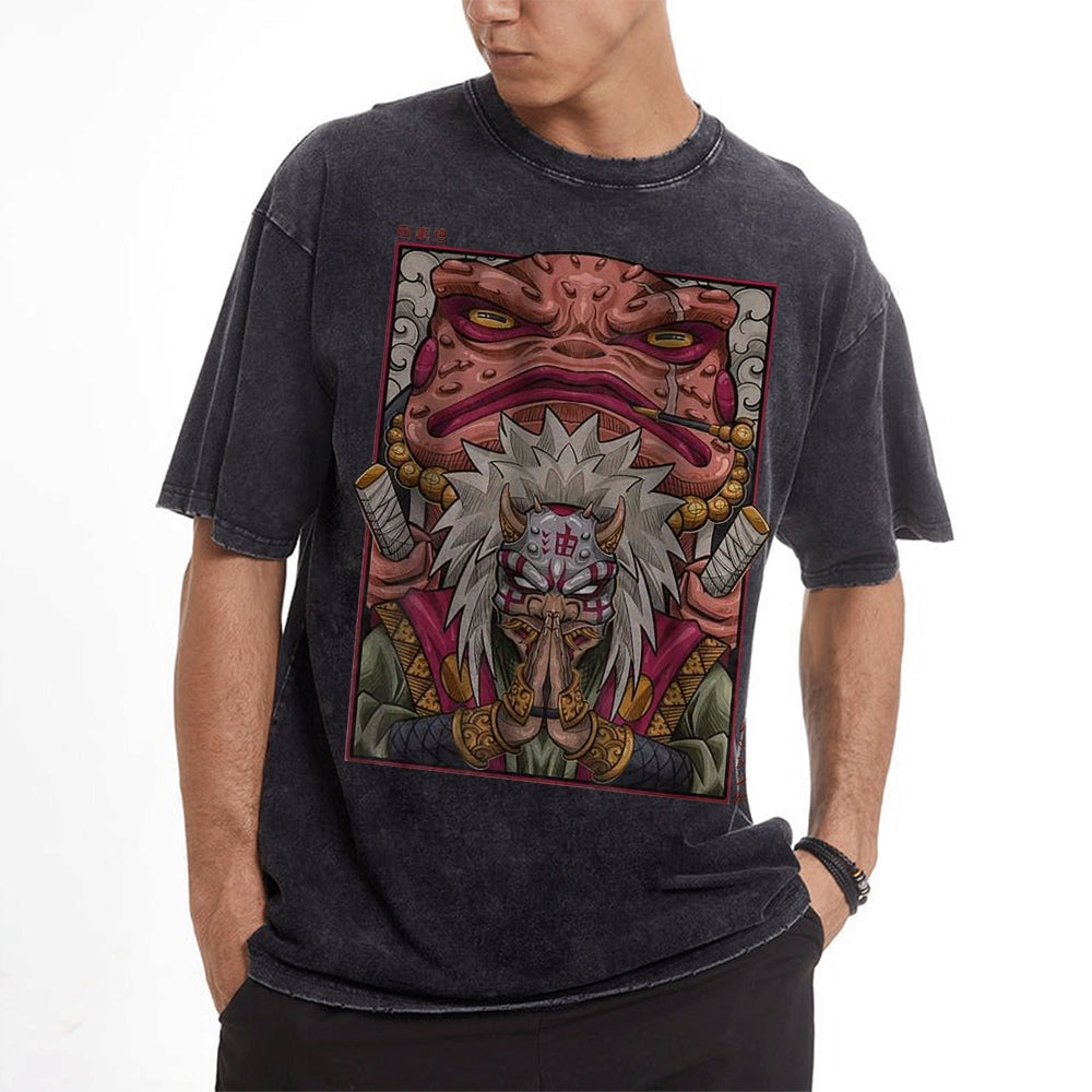 Jiraiya Shirt, Naruto Shirt, Anime Motiv Shirt, Vintage T-Shirt Herren