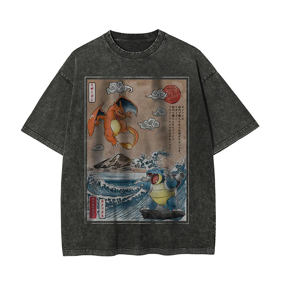 Charizard vs Blastoise Shirt, Pokemon Shirt, Anime Motiv Shirt, Vintage T-Shirt Herren | Pokemon