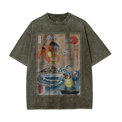 Charizard vs Blastoise Shirt, Pokemon Shirt, Anime Motiv Shirt, Vintage T-Shirt Herren | Pokemon