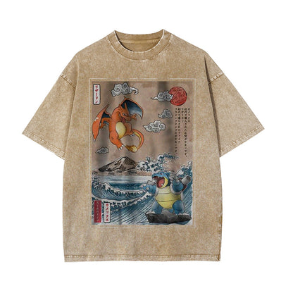 Charizard vs Blastoise Shirt, Pokemon Shirt, Anime Motiv Shirt, Vintage T-Shirt Herren | Pokemon