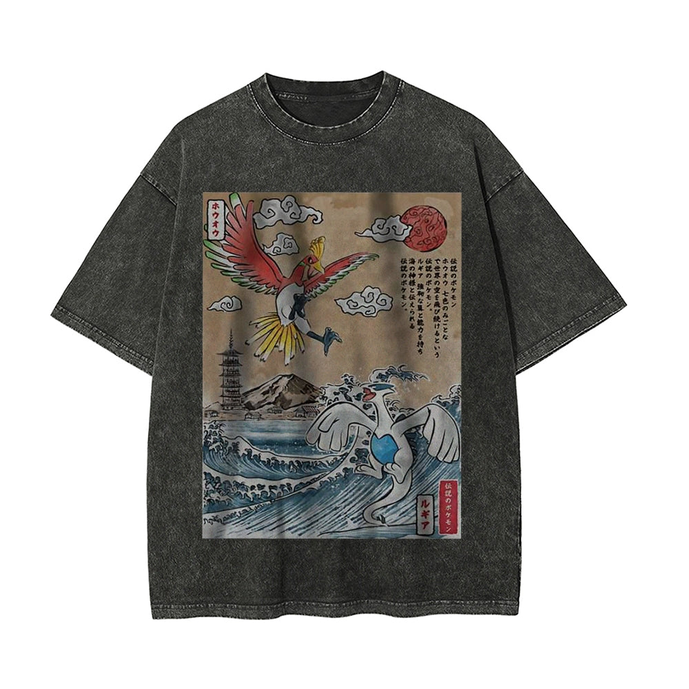 Lugia vs Ho-oh Shirt, Pokemon Shirt, Anime Motiv Shirt, Vintage T-Shirt Herren | Pokemon
