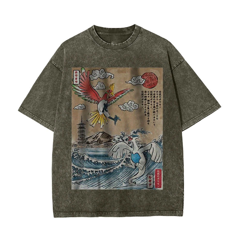 Lugia vs Ho-oh Shirt, Pokemon Shirt, Anime Motiv Shirt, Vintage T-Shirt Herren | Pokemon