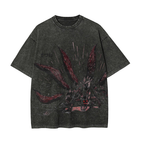 Nine-tails Cloak Mod Vintage Oversized T-Shirt Herren |Naruto