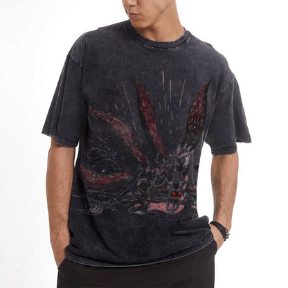 Nine-tails Cloak Mod Vintage Oversized T-Shirt Herren |Naruto
