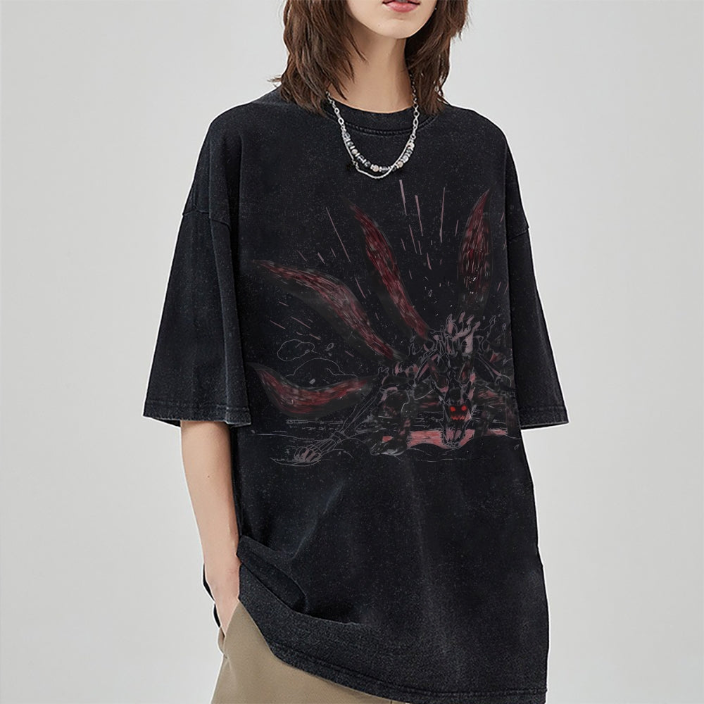 Nine-tails Cloak Mod Vintage Oversized T-Shirt Herren |Naruto