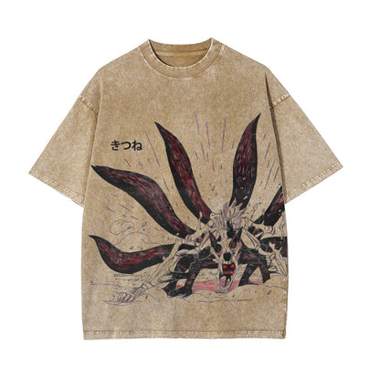 Nine-tails Cloak Mod Vintage Oversized T-Shirt Herren |Naruto