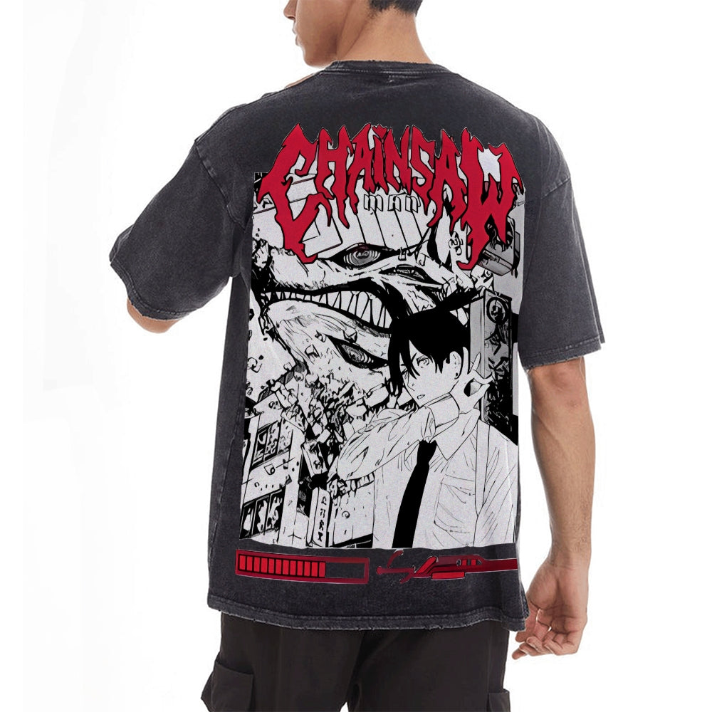 Aki Hayakawa Vintage Oversized T-Shirt Herren | Chainsaw Man
