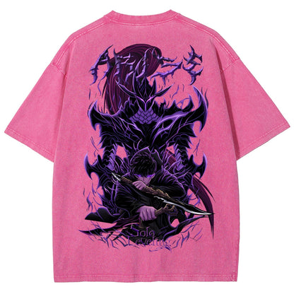 Solo-Leveling Unisex-Fit, gewaschenes T-Shirt 2503010751