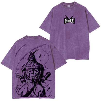 My Hero Academia Doppeldruck Oversize Anime Manga Acid Washed Baumwoll-T-Shirt