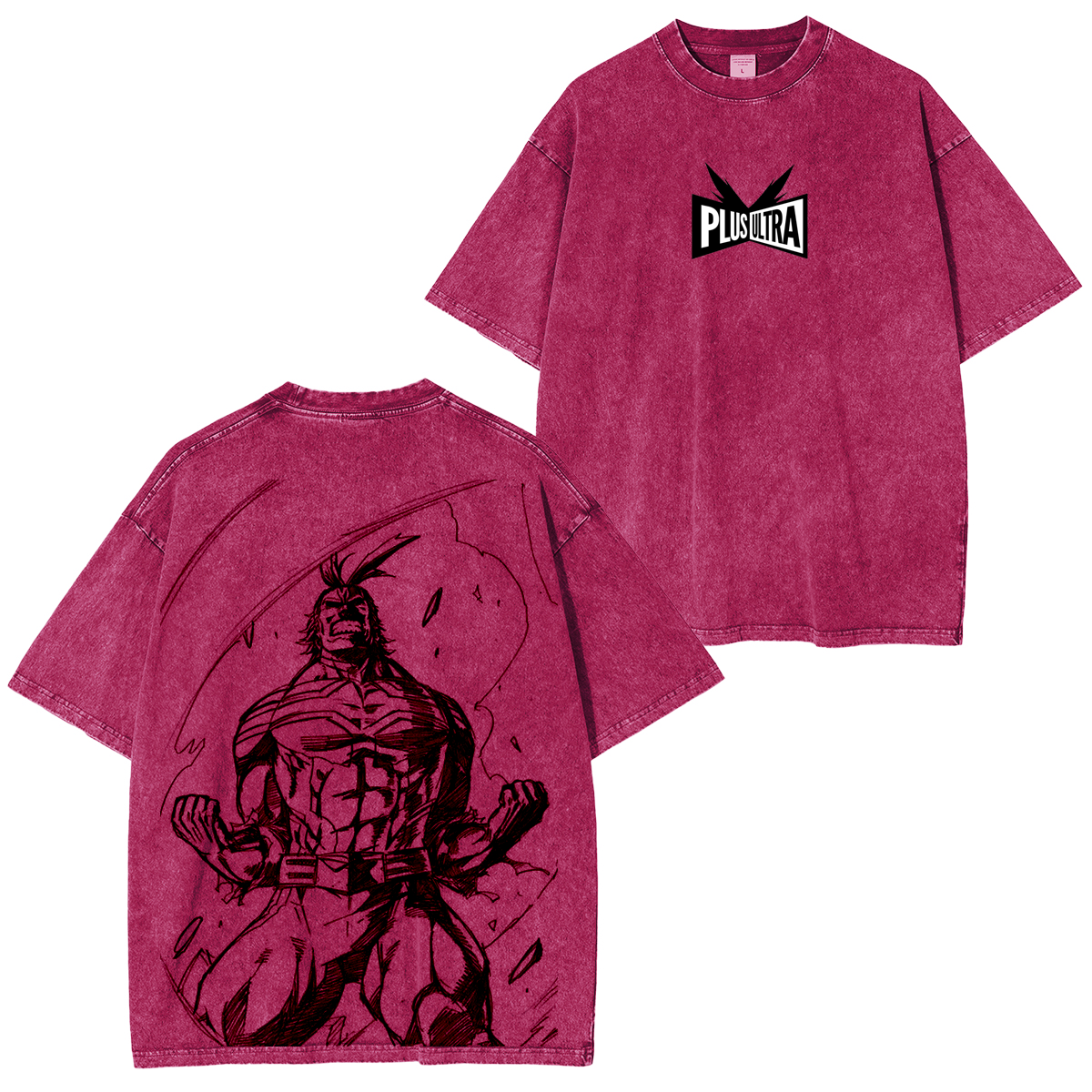 My Hero Academia Doppeldruck Oversize Anime Manga Acid Washed Baumwoll-T-Shirt