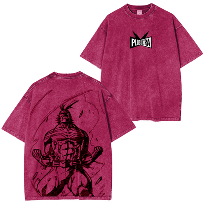 My Hero Academia Doppeldruck Oversize Anime Manga Acid Washed Baumwoll-T-Shirt