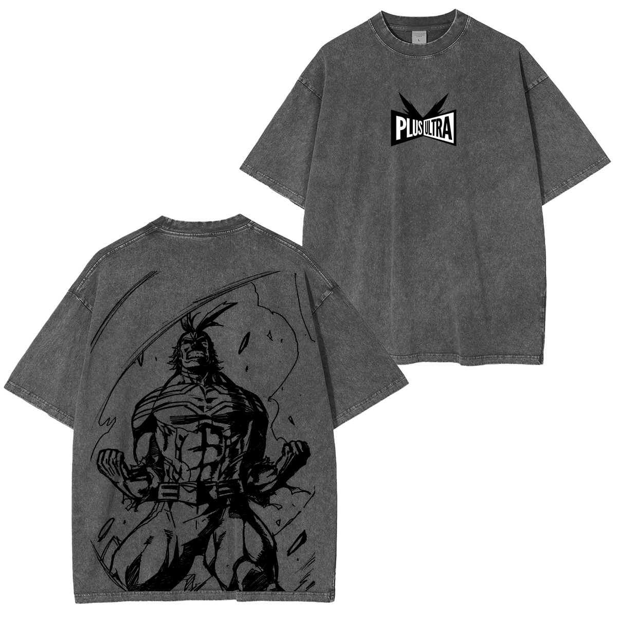 My Hero Academia Doppeldruck Oversize Anime Manga Acid Washed Baumwoll-T-Shirt