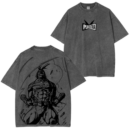 My Hero Academia Doppeldruck Oversize Anime Manga Acid Washed Baumwoll-T-Shirt