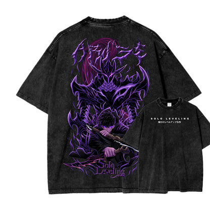 Solo-Leveling Unisex-Fit, gewaschenes T-Shirt 2503010751