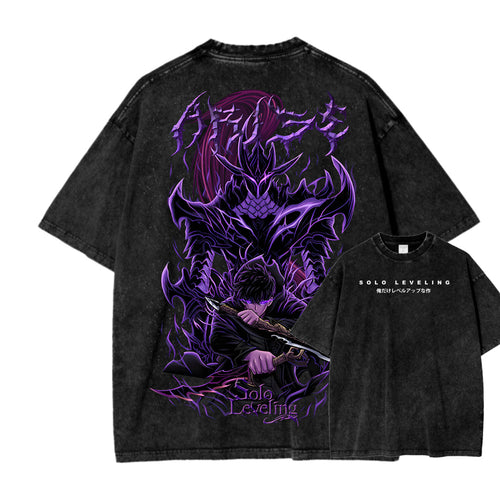 Solo-Leveling Unisex-Fit, gewaschenes T-Shirt 2503010751