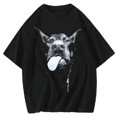Vintage Washed Cotton T-Shirt Herren Dog Face