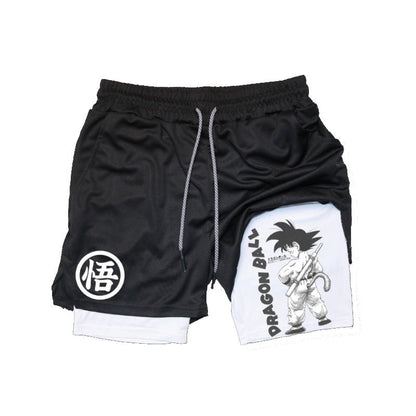 Dragon Ball Z Goku Performance Shorts - Black & White